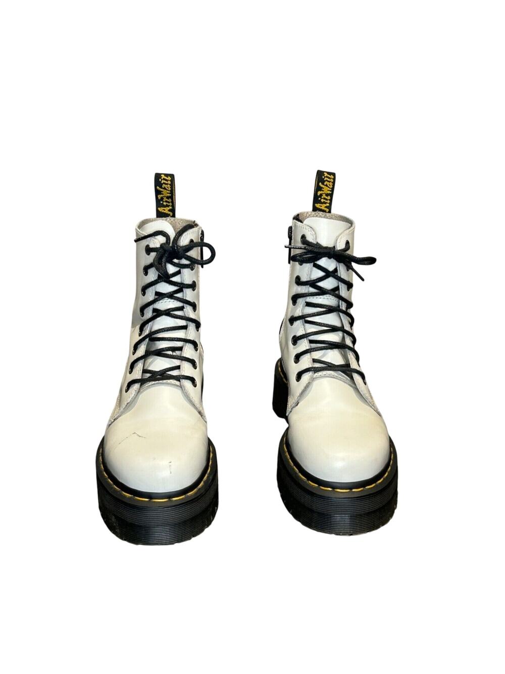 Doc Martens Jadon White Leather Platform Lace Up Combat Boots Women's Size 7